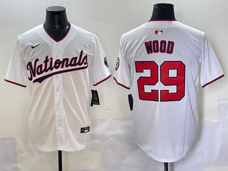 Men 2025 Washington Nationals #29 Wood White Game Nike MLB Jersey style 1->washington nationals->MLB Jersey